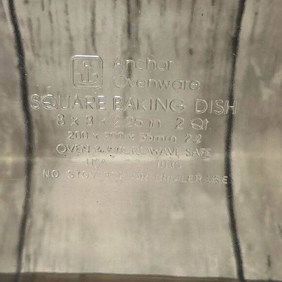 Anchor Ovenware 2 QT Square Baking  Dish And Wicker Basket Carrier- Vintage USA - Picture 7 of 7